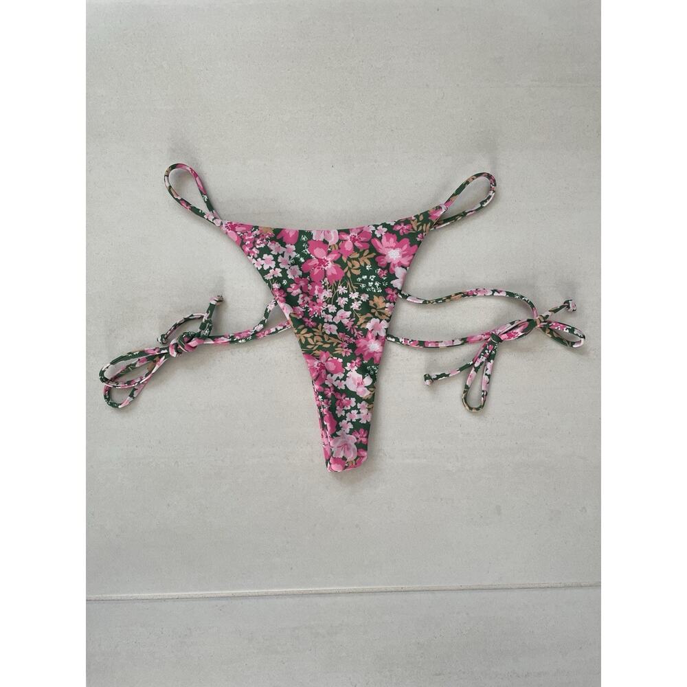 Aila Blue Swim String Bikini Bottom June Beach Summer Floral Azalea